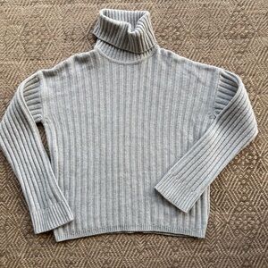 AG Adriano Goldschmied Gray Ribbed Wool Cashmere Turtleneck Sweater Womens M